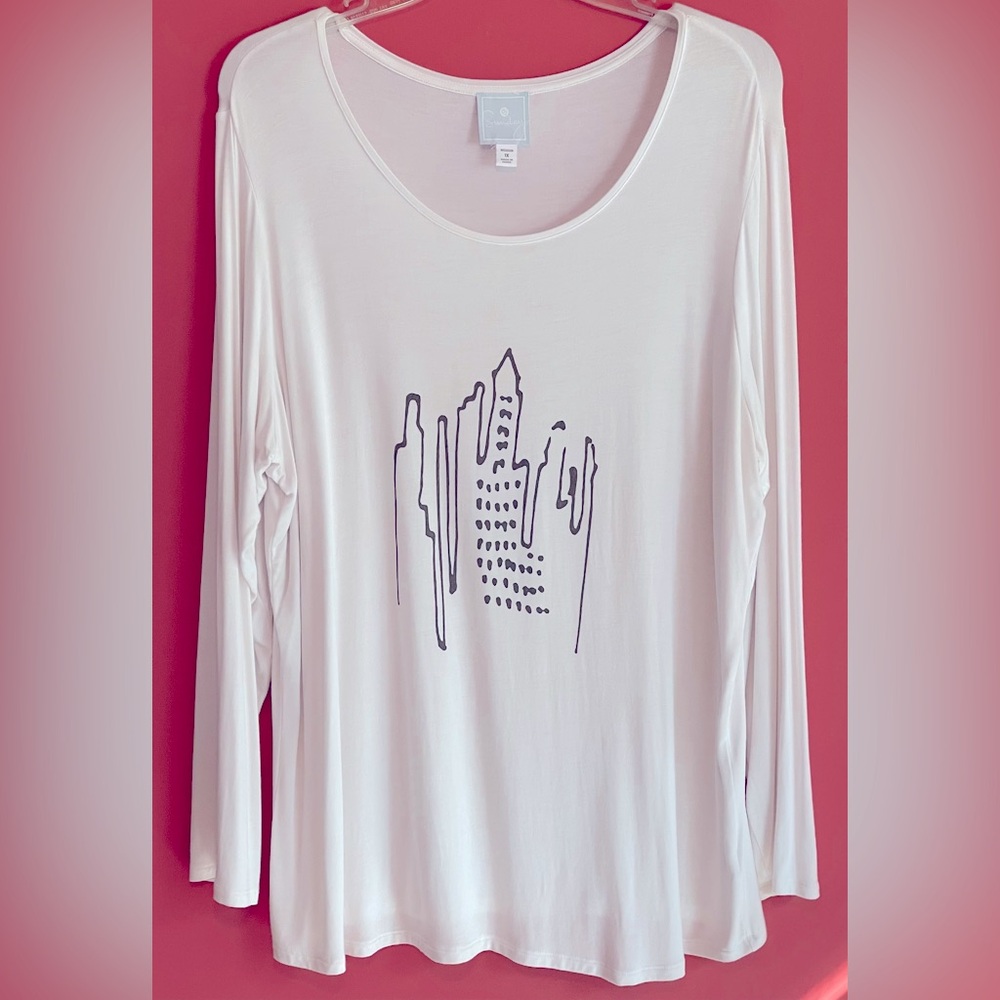 White L/S Graphic Tee by dbSunday (Dress Barn)